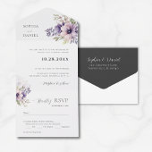 Elegant Minimal Floral White Wedding Invitation  オールインワン招待状