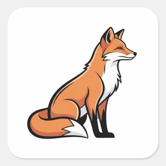 Elegant Minimal Fox Illustration スクエアシール (正面)