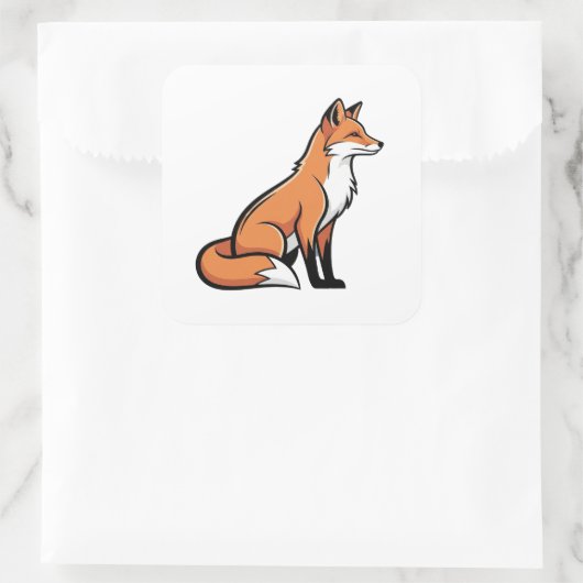 Elegant Minimal Fox Illustration スクエアシール (バッグ)