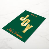 Elegant Minimal Gold Foil Green JOY Christmas 箔シーズンカード (回転した状態)