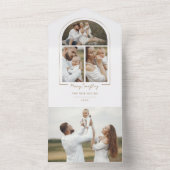 Elegant Minimal Gold Line Arch 3-Photo オールインワン招待状 (内側)