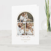 Elegant Minimal Gold Line Arch 3-Photo シーズンカード (正面)