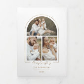 Elegant Minimal Gold Line Arch 3-Photo 三つ折りカード (カバー)