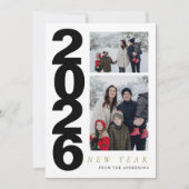 Elegant Minimal Happy New Year Family 2 Photo シーズンカード (正面)