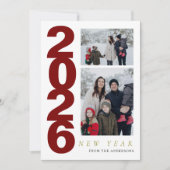 Elegant Minimal Happy New Year Family 2 Photo シーズンカード (正面)