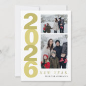 Elegant Minimal Happy New Year Family 2 Photo シーズンカード (正面)