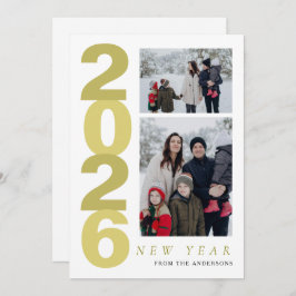 Elegant Minimal Happy New Year Family 2 Photo シーズンカード
