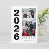 Elegant Minimal Happy New Year Family 2 Photo シーズンカード (スタンド正面)