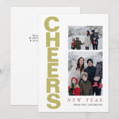 Elegant Minimal Happy New Year Family 2 Photo シーズンカード (正面/裏面)