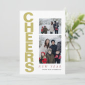 Elegant Minimal Happy New Year Family 2 Photo シーズンカード (スタンド正面)