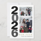 Elegant Minimal Happy New Year Family 2 Photo シーズンカード (正面)