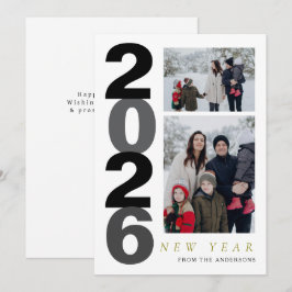 Elegant Minimal Happy New Year Family 2 Photo シーズンカード