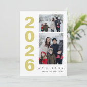 Elegant Minimal Happy New Year Family 2 Photo シーズンカード (スタンド正面)