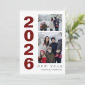 Elegant Minimal Happy New Year Family 2 Photo シーズンカード (スタンド正面)