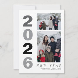 Elegant Minimal Happy New Year Family 2 Photo シーズンカード