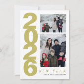 Elegant Minimal Happy New Year Family 2 Photo シーズンカード (正面)