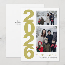 Elegant Minimal Happy New Year Family 2 Photo シーズンカード