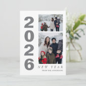 Elegant Minimal Happy New Year Family 2 Photo シーズンカード (スタンド正面)