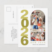 Elegant Minimal Happy New Year Family 2 Photo シーズンポストカード (正面/裏面)