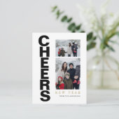 Elegant Minimal Happy New Year Family 2 Photo シーズンポストカード (スタンド正面)