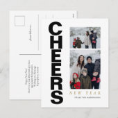 Elegant Minimal Happy New Year Family 2 Photo シーズンポストカード (正面/裏面)