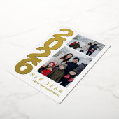 Elegant Minimal Happy New Year Family 2 Photo 箔シーズンカード (回転した状態)