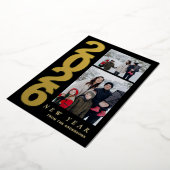 Elegant Minimal Happy New Year Family 2 Photo 箔シーズンカード (回転した状態)