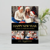 Elegant Minimal Happy New Year Family Photo 箔シーズンカード (立ち正面)