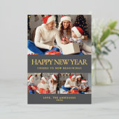 Elegant Minimal Happy New Year Family Photo 箔シーズンカード (立ち正面)