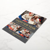 Elegant Minimal Happy New Year Family Photo 箔シーズンカード (回転した状態)