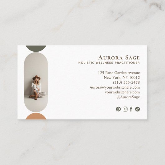 Elegant Minimal Holistic Celestial Moon Photo Luxe 名刺 (裏面)