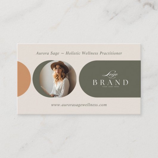 Elegant Minimal Holistic Celestial Moon Photo Luxe 名刺 (正面)