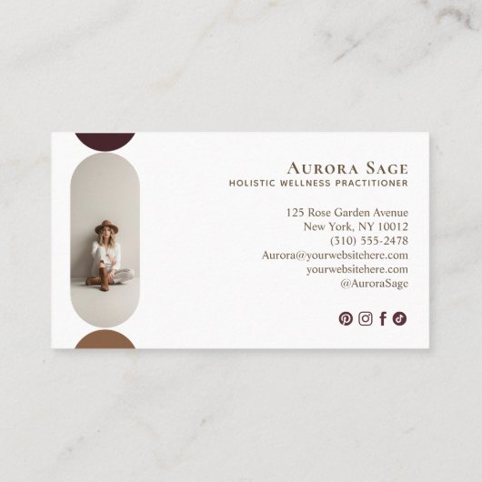 Elegant Minimal Holistic Celestial Moon Photo Luxe 名刺 (裏面)