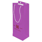 Elegant Minimal Hot Pink and Red Monogram Design  ワインギフトバッグ (裏面アングル)