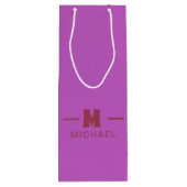 Elegant Minimal Hot Pink and Red Monogram Design  ワインギフトバッグ (裏面)