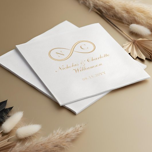 Elegant Minimal Infinity Love Monogram Wedding 箔ナプキン
