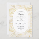 Elegant Minimal Ivory Flora Wedding  招待状 (正面)