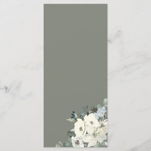 Elegant Minimal Ivory Floral Olive Green Wedding  メニュー (裏面)