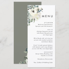Elegant Minimal Ivory Floral Olive Green Wedding  メニュー