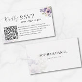 Elegant Minimal Lavender Floral QR Code Wedding  エンクロージャーカード