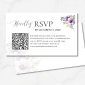 Elegant Minimal Lavender Floral QR Code Wedding  エンクロージャーカード