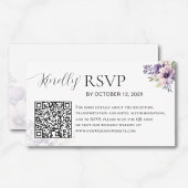 Elegant Minimal Lavender Floral QR Code Wedding  エンクロージャーカード