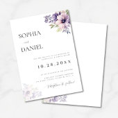 Elegant Minimal Lavender Floral Wedding Invitation 招待状