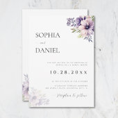 Elegant Minimal Lavender Floral Wedding Invitation 招待状