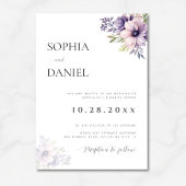 Elegant Minimal Lavender Floral Wedding Invitation 招待状