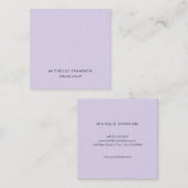 Elegant Minimal Lavender Purple Linen Professional スクエア名刺 (正面/裏面)
