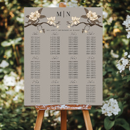Elegant Minimal Magnolia Wedding Seating Chart ポスター