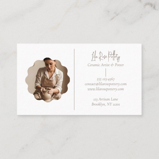 Elegant Minimal Modern hand Made Pottery Photo 名刺 (裏面)