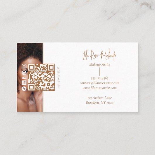 Elegant Minimal Modern Makeup Artist Photo Collage 名刺 (裏面)