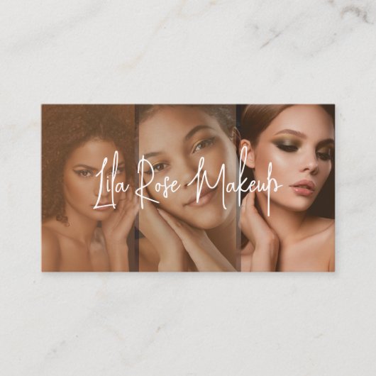 Elegant Minimal Modern Makeup Artist Photo Collage 名刺 (正面)